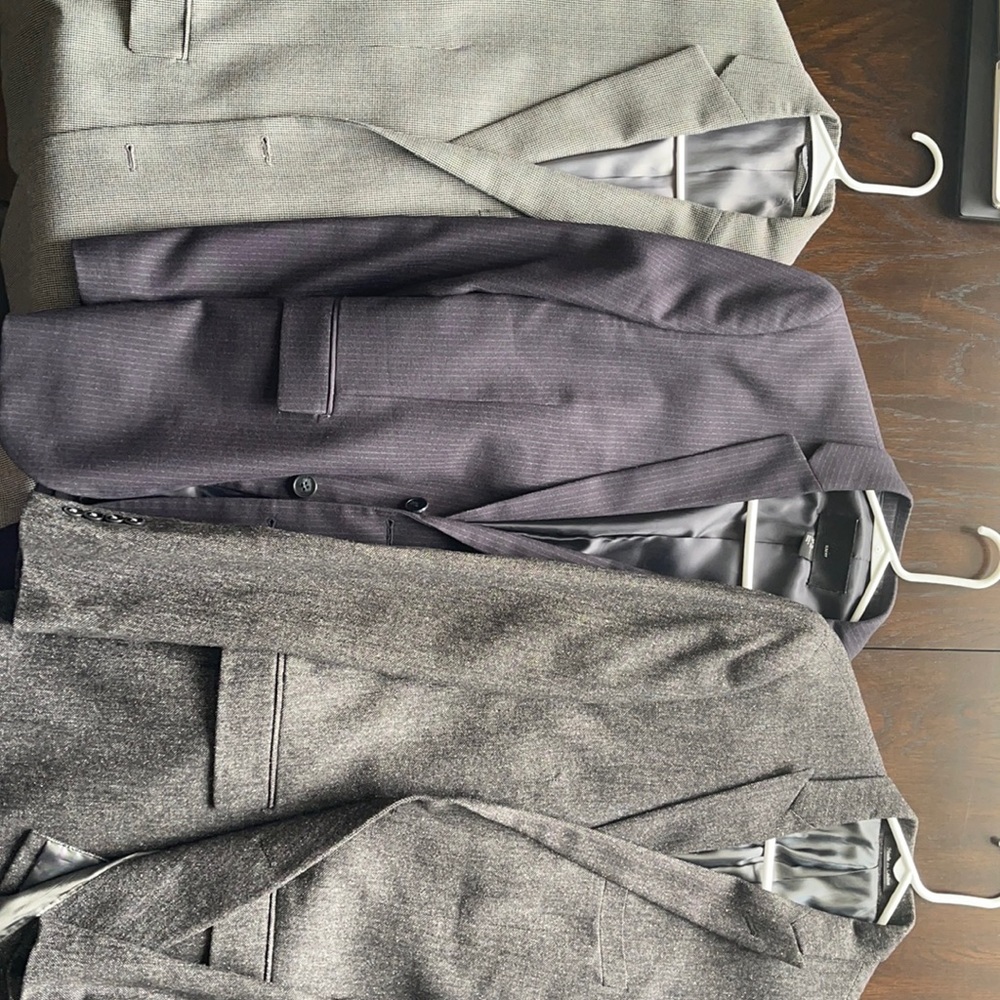 Three pristine men’s blazers (grey and blue)